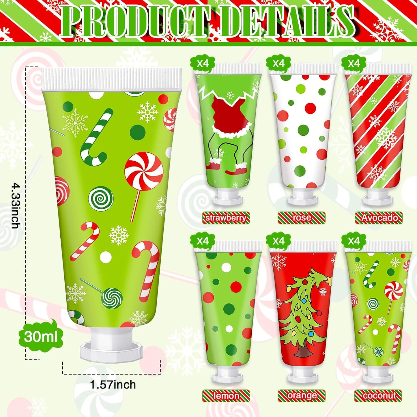 36 Pcs Christmas Hand Cream Gift Set - Travel Size Red & Green Mini Moisturizers for Stocking Stuffers & Holiday Favors
