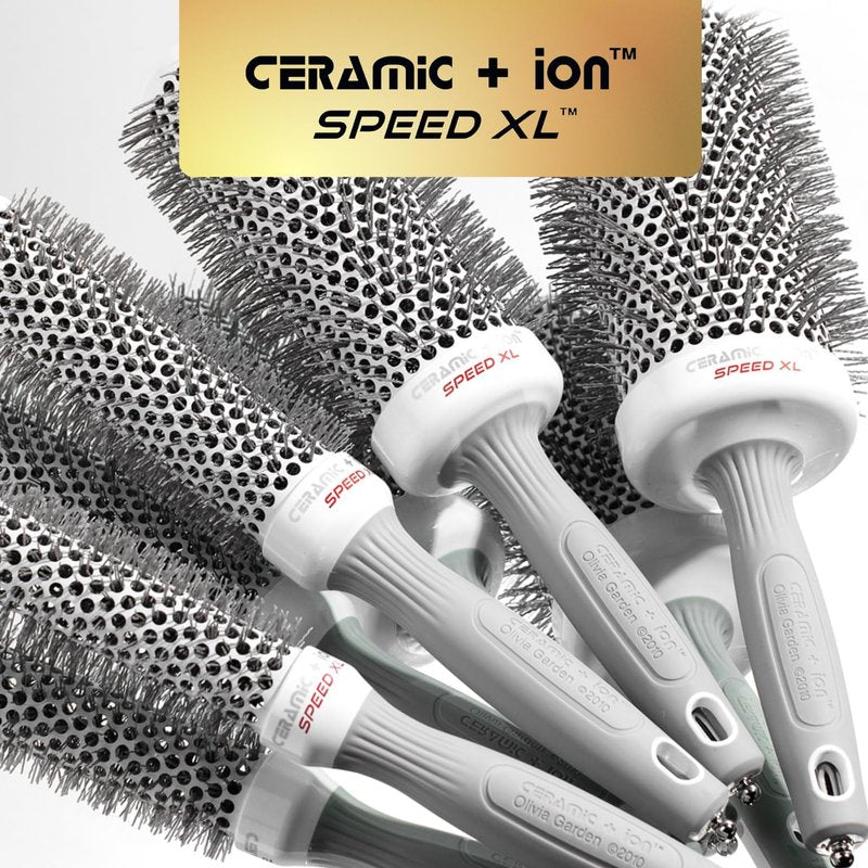 Olivia Garden Ceramic + Ion Speed XL - Extra-Long Round Thermal Hair Brush - Not Electrical - Professional Blowout Brush for Normal to Thick Hair - 1"- Diameter Barrel - CIXL-25