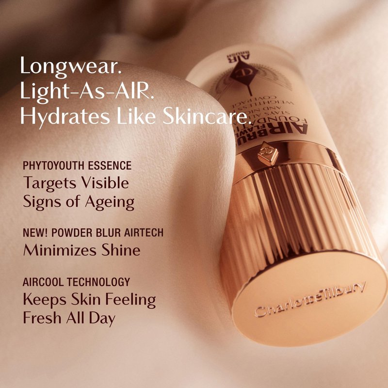 Charlotte Tilbury Airbrush Flawless Matte Foundation - Full Coverage Liquid Makeup with a Natural-Matte Finish - Smoothes & Blurs Pores - Waterproof & Transfer Resistant - 10 Cool