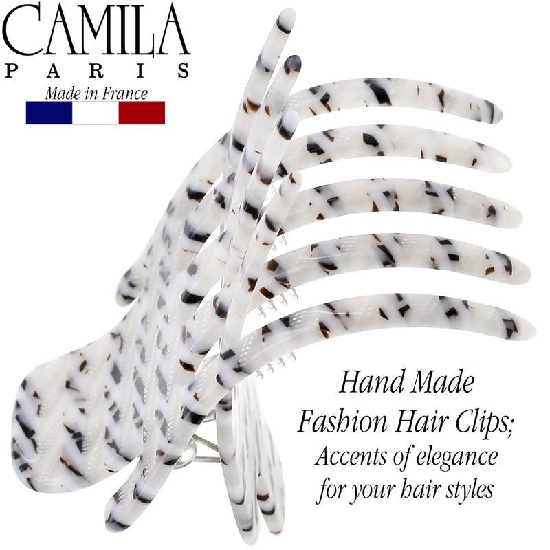 Camila Paris CP3474 French Hair Clip for Women, Hand-Made Hair Side Clips, 3 inch Girls Hair Claw Clips Jaw Fashion Durable Styling Hair Accessories for Women, Strong Hold No Slip Grip, Made in France