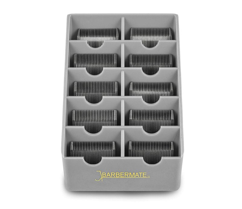 BarberMate 2 Pack Blade Rack Storage Tray - Holds 10 Clipper Blades (Gray)