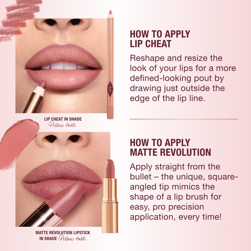 Charlotte Tilbury Lip Cheat Lip Liner Pencil - Creamy Fuller-Looking Lip Pencil with Jojoba Oil & Hyaluronic Acid - Waterproof, Smudge-Proof & Transfer-Proof - 6H Wear - 90's Pink
