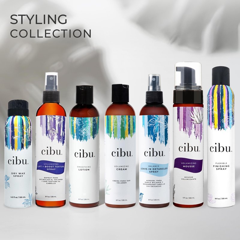 Cibu Flexible Finishing Spray - Humidity-Resistant for Shine and Protection - Long-Lasting Firm Finishing Hold Hair Spray for Heat Styling & Humidity Control w/ Argan and Coconut Oils - 8oz