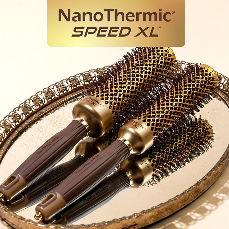 Olivia Garden NanoThermic Ceramic + Ion Speed XL Round Thermal Hair Brush - Not Electrical - Professional Blowout Brush for Normal to Thick Hair - 2 3/4"-Diameter Barrel - NTXL-64