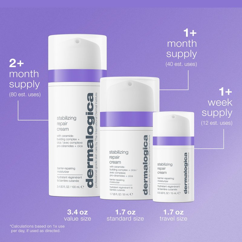 Dermalogica Stabilizing Repair Cream, Face Moisturizer for Sensitive Skin with Cica - Strengthens, Soothes, and Repairs Skin Barrier, 3.4 fl oz