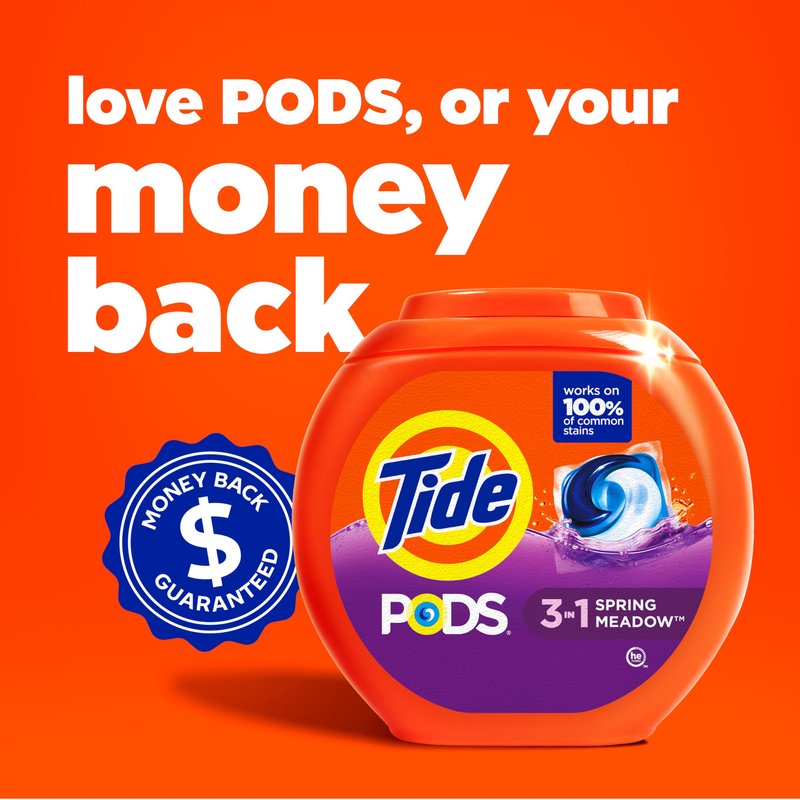 Tide PODS laundry detergent pacs, 3-in-1 Stain Remover, Odor Fighter, Color Protector, 112 Count, HE compatible, Spring Meadow Scent