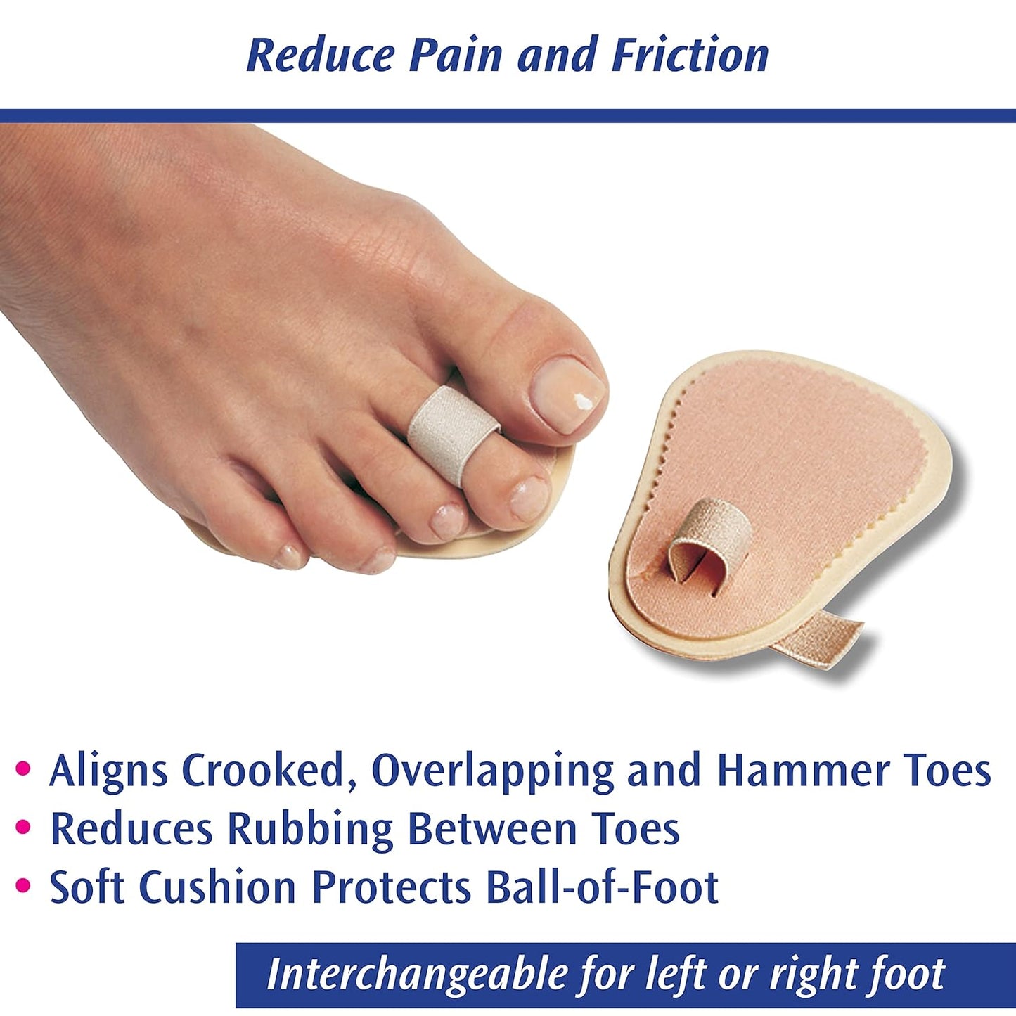 Toe Straightener by Pedifix P55 - Adjustable One Size (Pack of 2) for Comfort