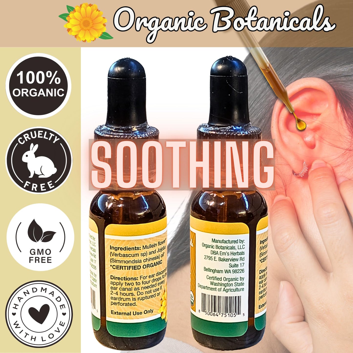 Pure Mullein Flower Infused Oil, Certified Organic