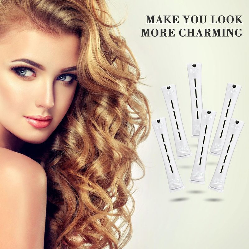 Chuangdi 24 Pcs Hair Perm Rods Plastic Cold Wave Perming Curlers Hair Rollers with Steel Pintail Comb Rat Tail Comb Tools for Hairdressing Styling(White,0.63 Inches)