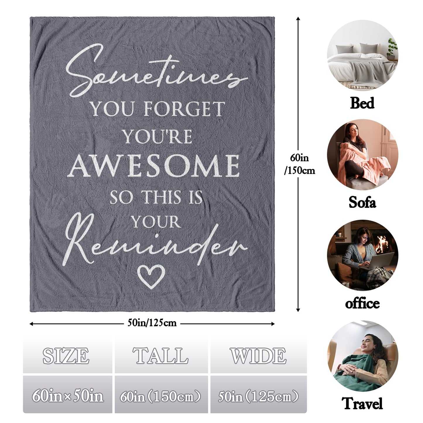 Bariceneth Gifts for Women Blanket 50" X 60", Birthday/Inspirational/Thank You Gifts for Women, Sometimes You Forget You are Awesome Gifts for Friends/Mom/Sister/Her, Anniversary/Appreciation Blanket