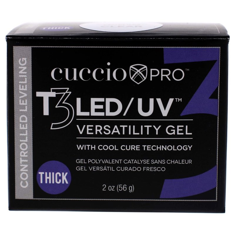 Cuccio Pro T3 LED/UV Cool Cure Gel - Flexible & Strong Adhesion - Quick Cure - 2 Oz Clear Nail Gel
