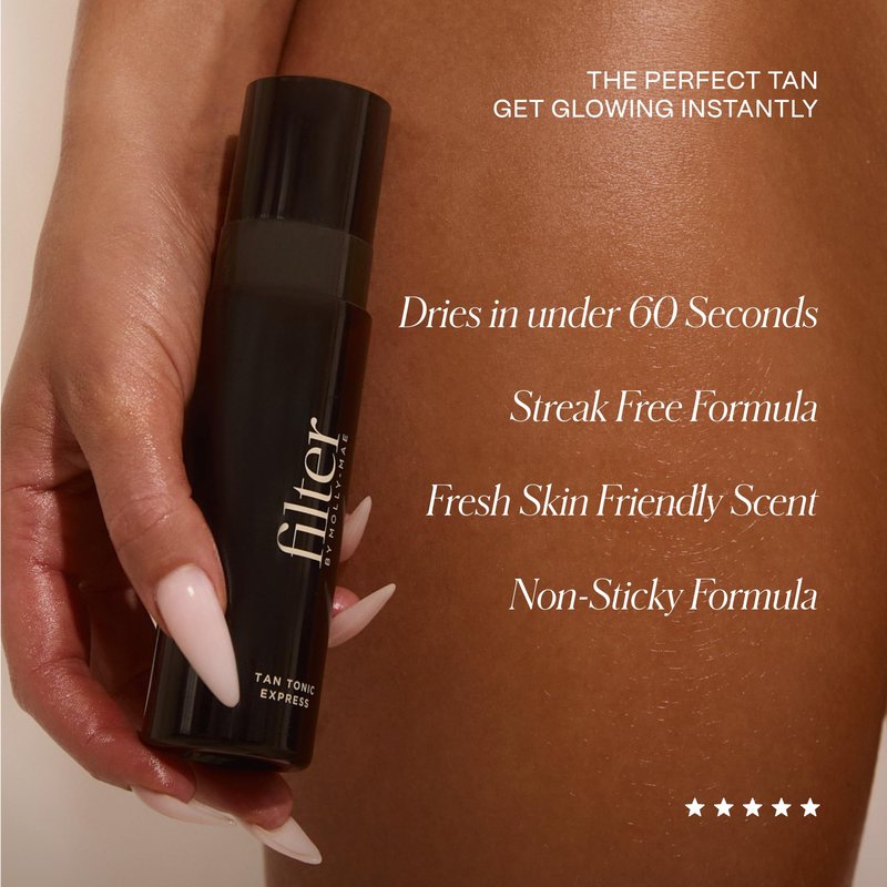 Filter by Molly-Mae Tan Tonic Express – 100ml Instant Tanning Water for Face & Body | Golden, Streak-Free Glow | Fast-Drying Self Tanner | Dries in Under 60 Seconds