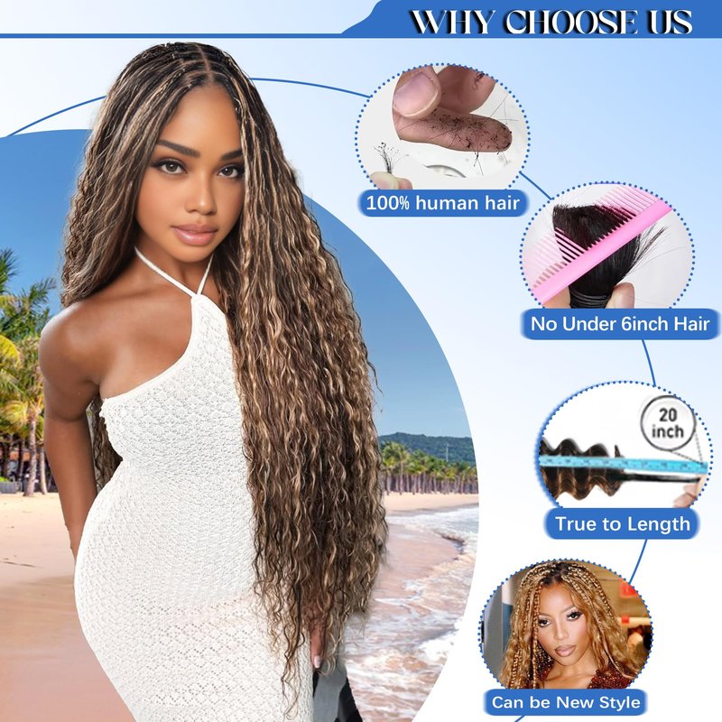 Human Braiding Hair for Boho Braids 14Inch 120g 12A Deep Water Wave Braiding Hair for Curly Boho Hair Braiding Knotless Bulk Bohemian Natural Black