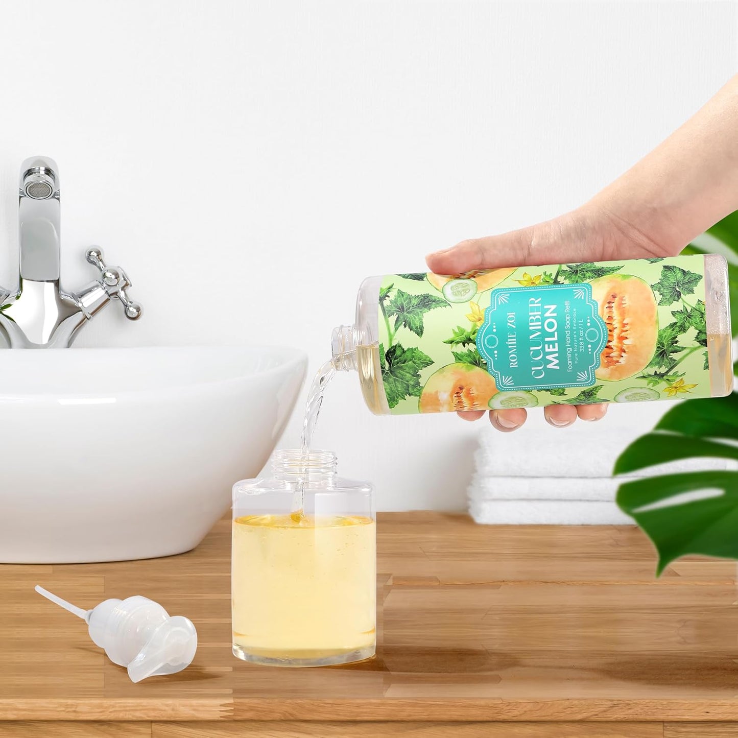 Tomato Vine Foaming Hand Soap Refill Set – 3 Pack (33.8 Fl Oz Each) – Chemical-Free & Moisturizing with Refillable Dispenser for Kitchen & Bathroom
