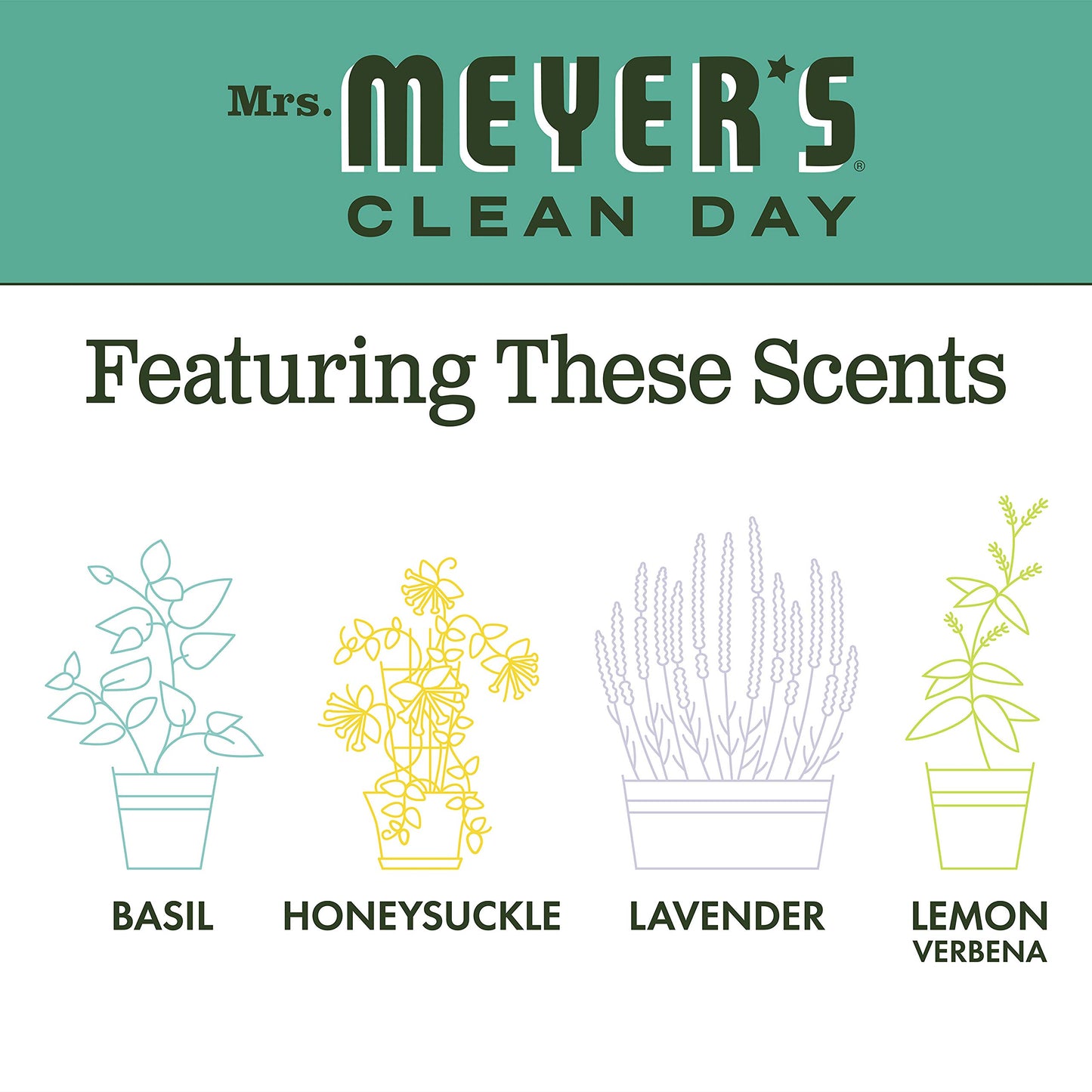 MRS. MEYER'S CLEAN DAY Hand Soap, Made with Essential Oils, Biodegradable Formula, Basil, 12.5 fl. oz - Pack of 3