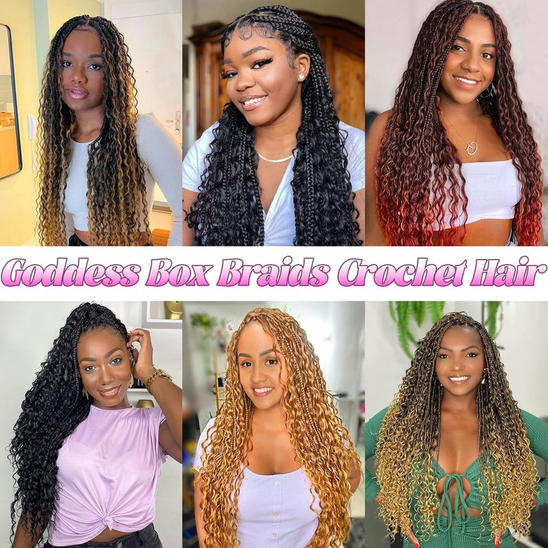 Goddess Boho Box Braids Crochet Hair-8 Packs 30 Inch Crochet Box Braids for Black Women Pre Looped (1B#, 30 Inch (Pack of 8))