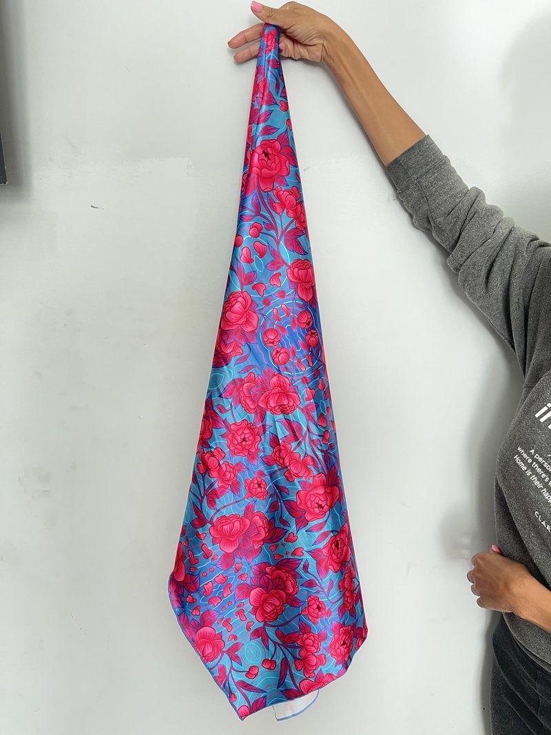 Ecoslay Satin Headwrap, Large, Cerulean, 23 x 70 inches (Cerulean)