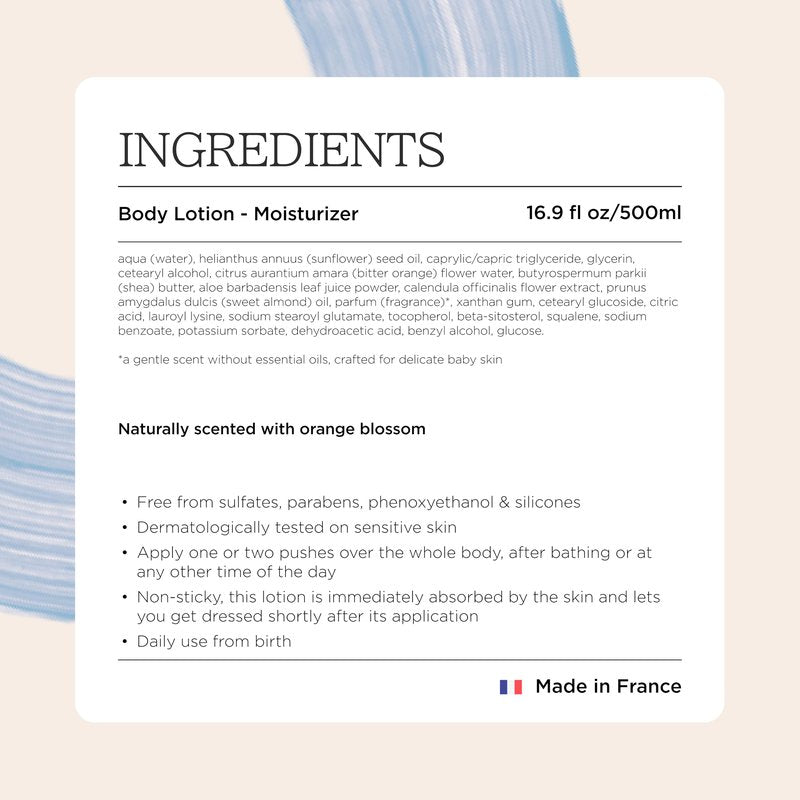 MINOIS PARIS Baby Lotion for Newborn and Kids | Gentle Body Lotion with Aloe Vera, Shea Butter & Almond Oil | Hydrating Non Greasy Baby Moisturizer for Sensitive Skin | Made in France
