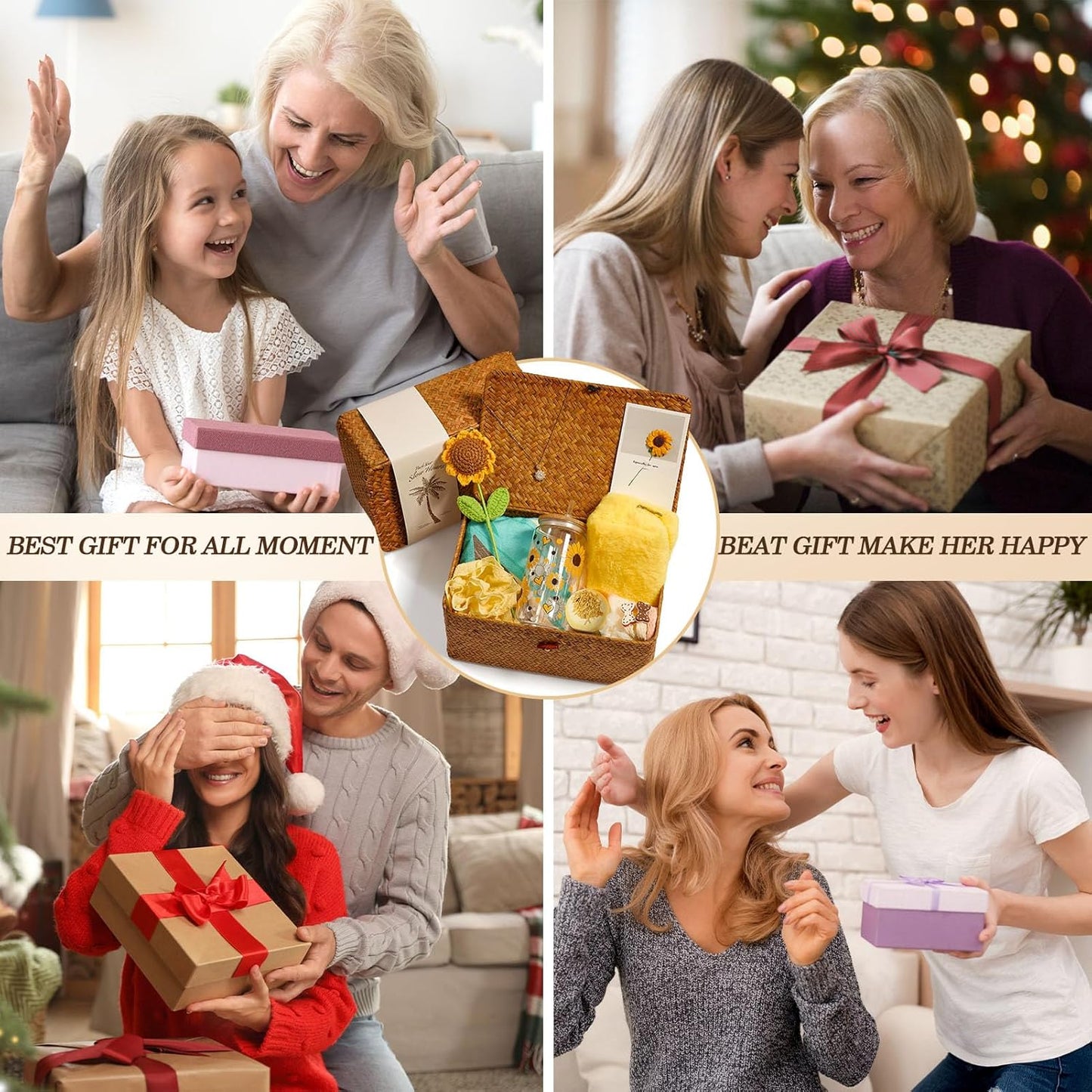 Woven Gift Basket for Women - 10-Piece Self-Care Set | Unique Get Well Soon & Sunshine Gifts