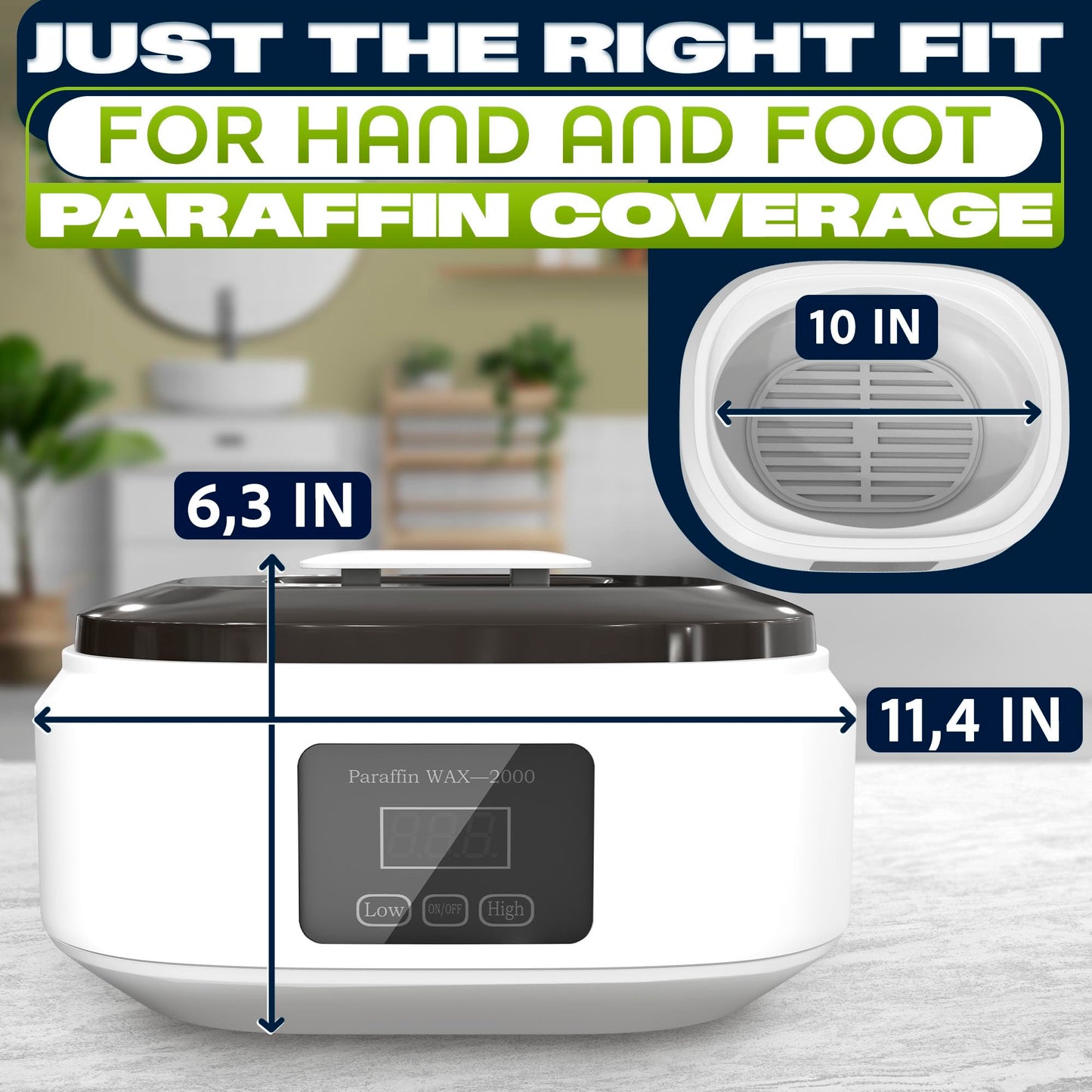 Paraffin Wax Machine for Hand and Feet – Full Set Hand Wax Paraffin Machine 3400ml – Fast Heating, Keep Warm, Adjustable Temperature (Two Modes) for Moisturizing Spa | Soft and Smooth Skin at Home