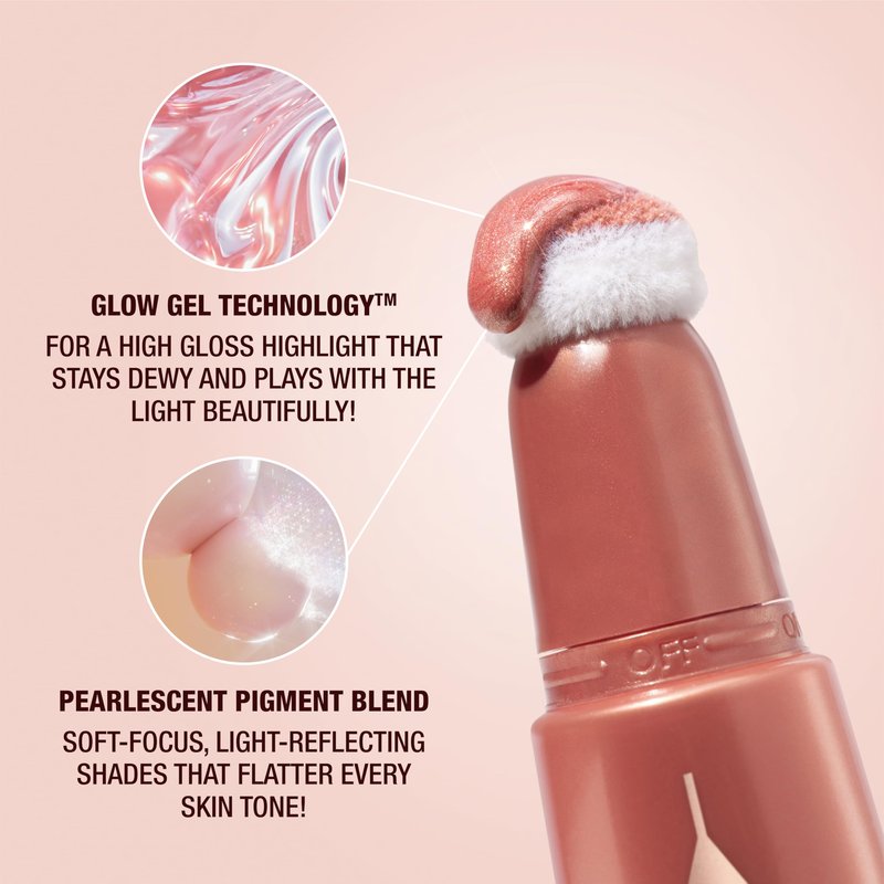 Charlotte Tilbury Glowgasm Beauty Light Wand Liquid Highlighter Makeup - Soft-Focus Pink Highlighter & Blush for Cheeks - Pearlescent, Weightless Radiant Finish - Peachgasm