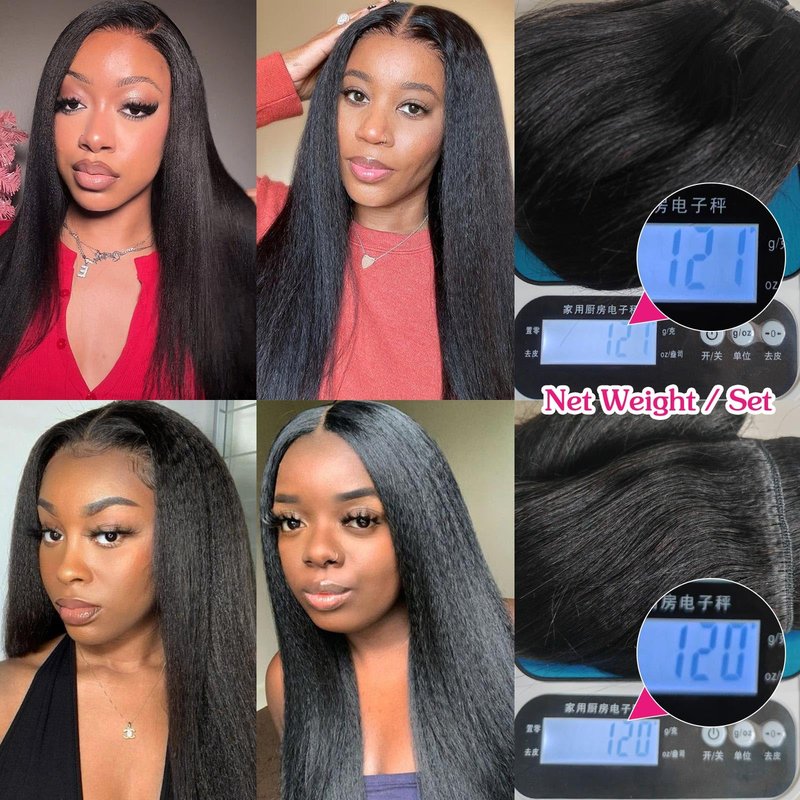 18inch Light Yaki Straight Clip ins, 120G Full Head Real 100% Human Hair Clips for Women Seamless Yaki Clip in Hair Extensions for Thin Hair Natural Black 8Pcs Hair Pieces with Secure Clips