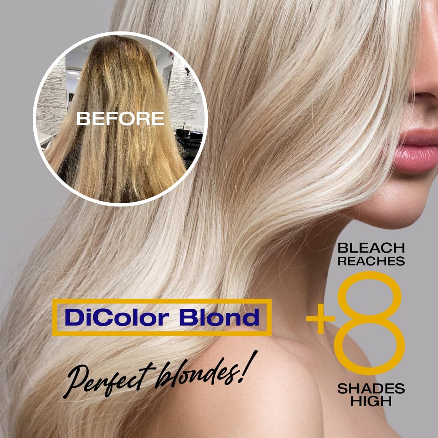 DiColor Blonde Bleaching Powder - Professional Hair Lightener | Lightens Up to 8 Shades, 180g