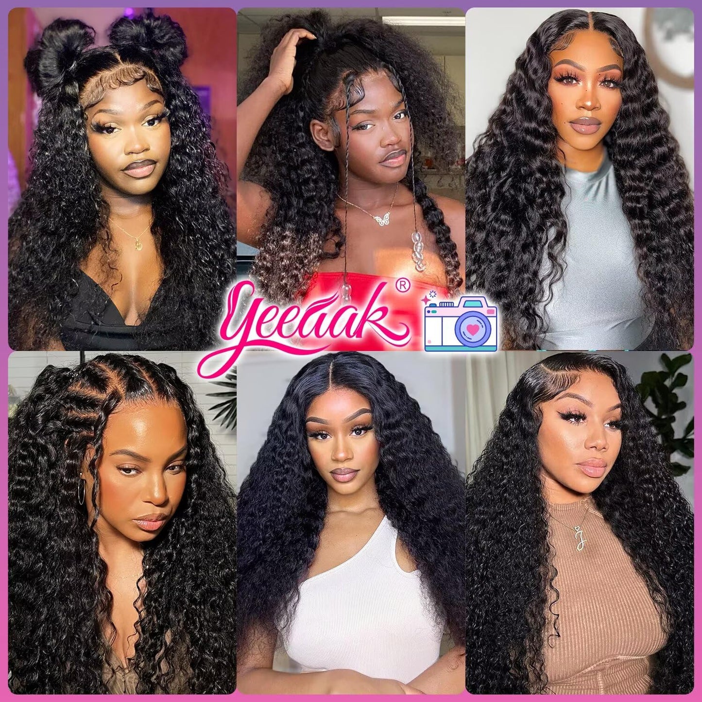 Yeeaak deep wave lace front wig human hair pre plucked hd lace frontal wigs 180% density