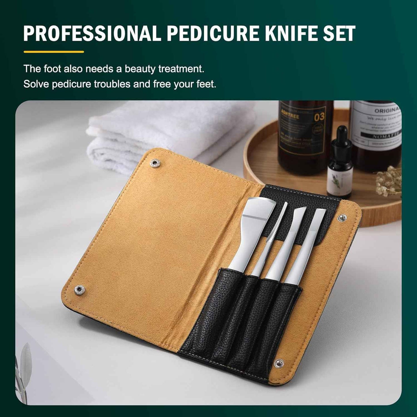Professional 4PCS Pedicure Knife Set - Stainless Steel Ingrown Toenail & Callus Remover