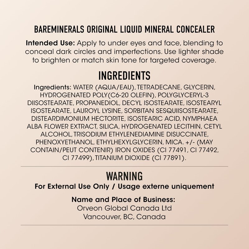 bareMinerals Original Liquid Mineral Concealer, Brightening Dark Circle Eye Concealer, Reduces Look of Fine Lines, Buildable Coverage, Vegan