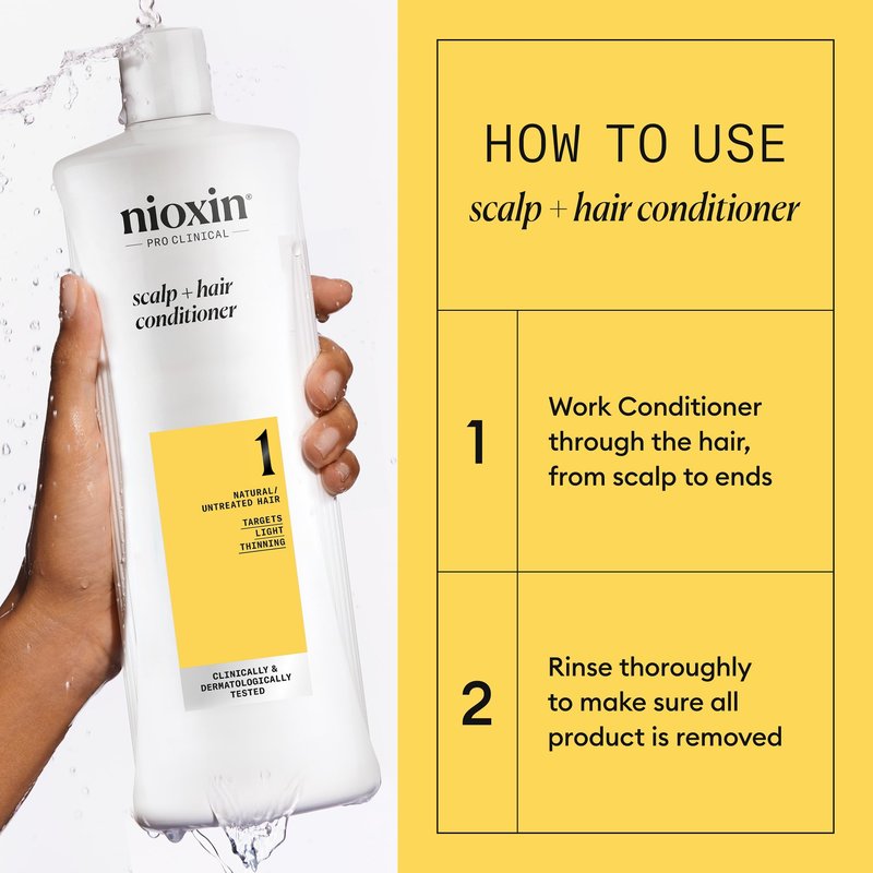 Nioxin System 1 Shampoo & Conditioner Prepack | For Natural or Untreated Hair with Light Thinning | With Niacinamide and Biotin | Pumps Included | 33.8 Fl oz.