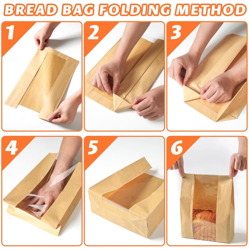 50 Pcs Bread Bags for Homemade Bread, Sourdough Paper With Window, 50% Thicker 13.7x8.2x3.7in A Large Bakery Bags Used for Storage Cookies & Snacks, 60 Cute Sealing Stickers With Ties