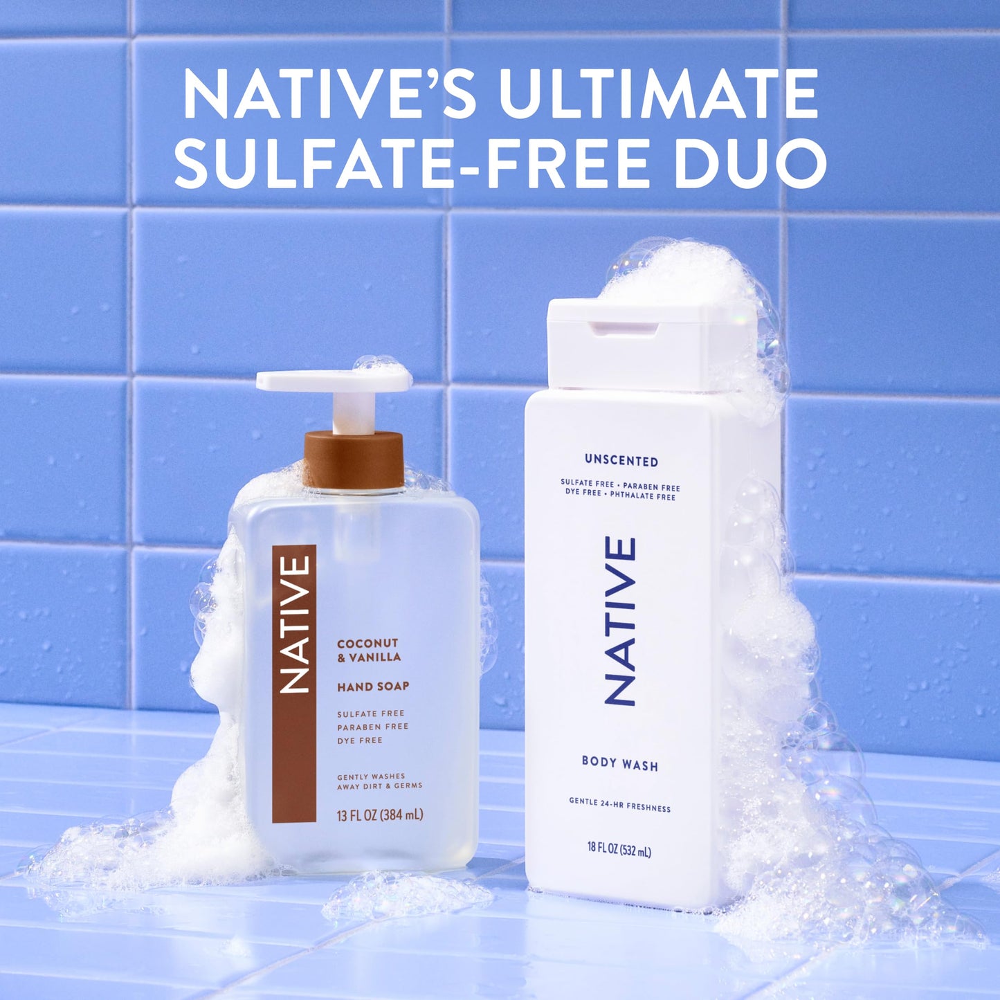 Native Body Wash Contains Naturally Derived Ingredients | For Women & Men, Sulfate, Paraben, & Dye Free Leaving Skin Soft and Hydrated |Unscented 18 oz