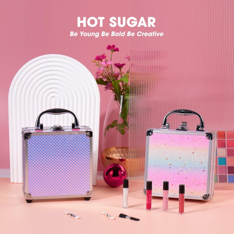 Hot Sugar Girls Makeup Kit for Teenagers 13-15 and Women Includes Eyeshadow Lip Gloss Blush Highlighter Bronzer Brush (Rainbow)