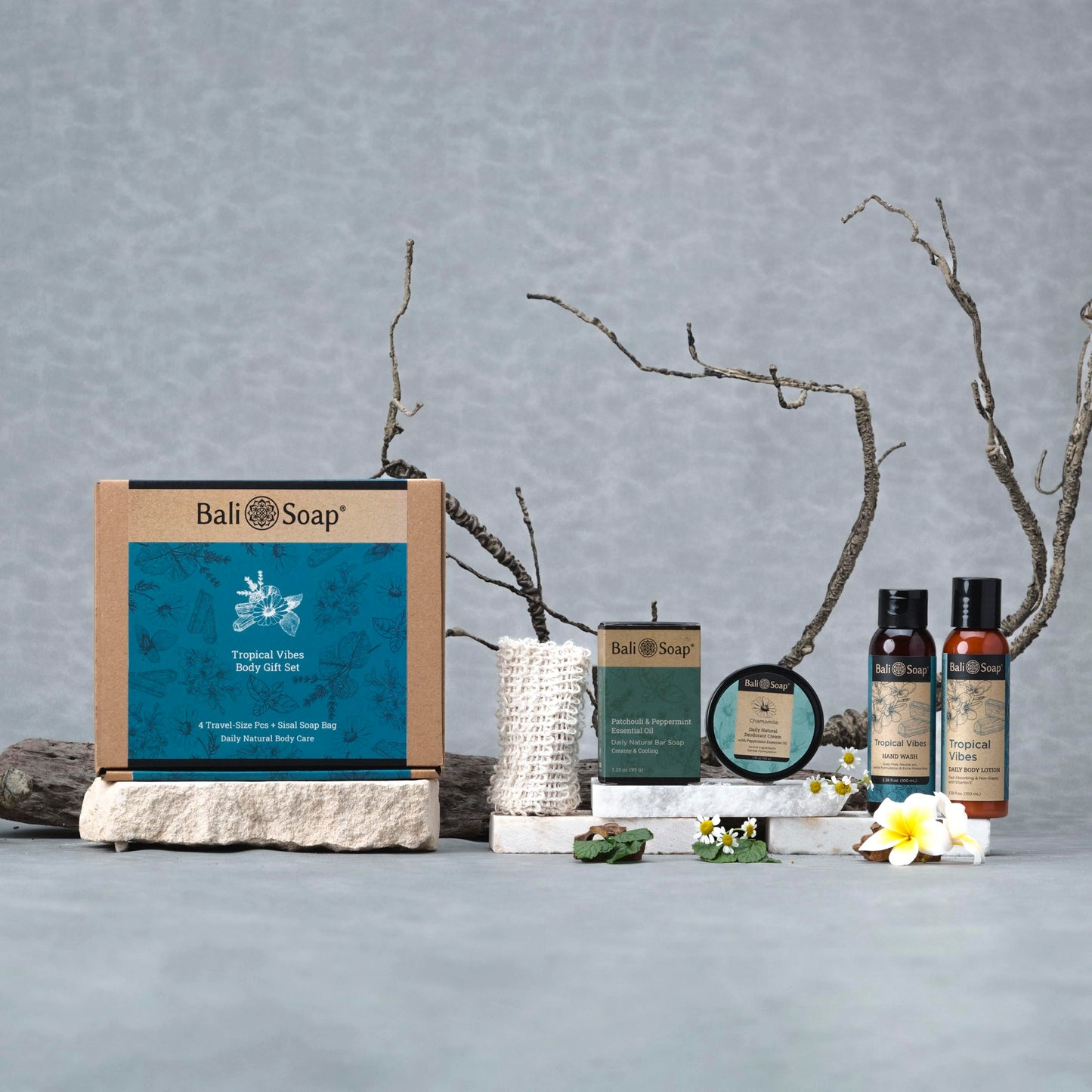 Bali Soap Tropical Vibes Gift Set, 5-Piece Travel Size Body Care Kit, Natural Ingredients, Cruelty Free, Vegan