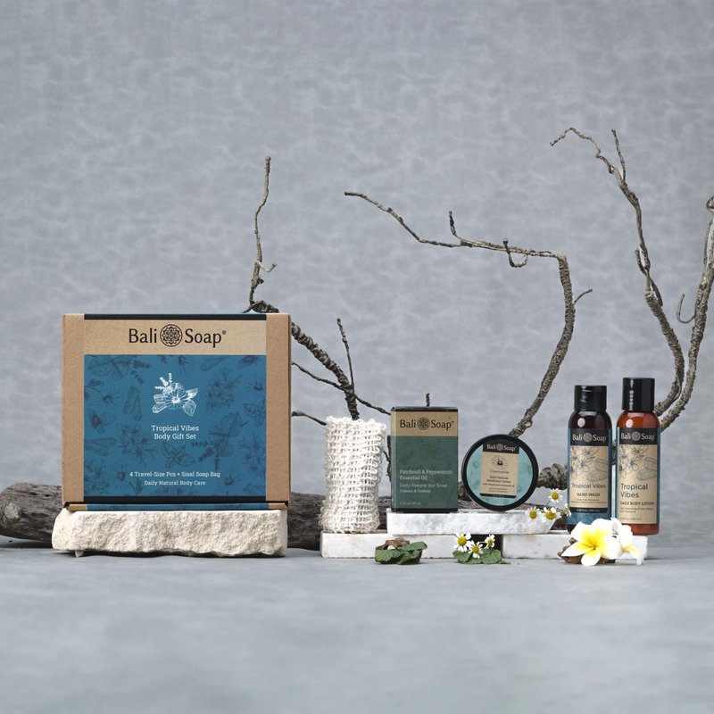 Bali Soap Tropical Vibes Gift Set, 5-Piece Travel Size Body Care Kit, Natural Ingredients, Cruelty Free, Vegan