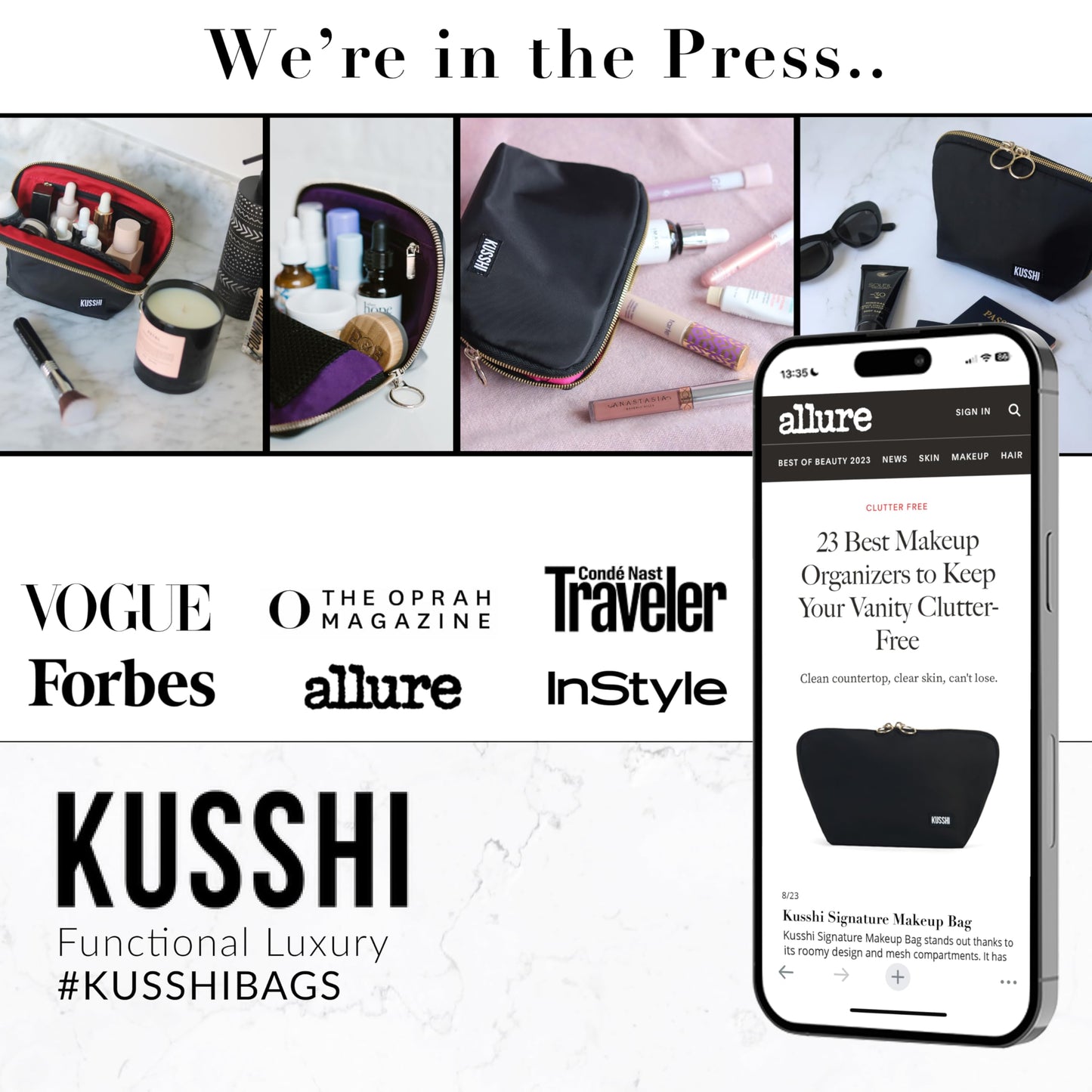 KUSSHI 2pc Neoprene On-The-Go Pouch Set - Passport Holder and Travel Zipper Makeup Pouch for Purse - Small Purse Pouch for Organization, Electronics, Glasses & Valuables (Pink)