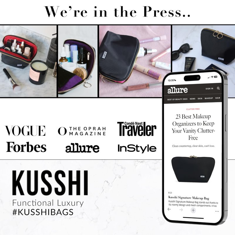 KUSSHI 2pc Neoprene On-The-Go Pouch Set - Passport Holder and Travel Zipper Makeup Pouch for Purse - Small Purse Pouch for Organization, Electronics, Glasses & Valuables (Pink)