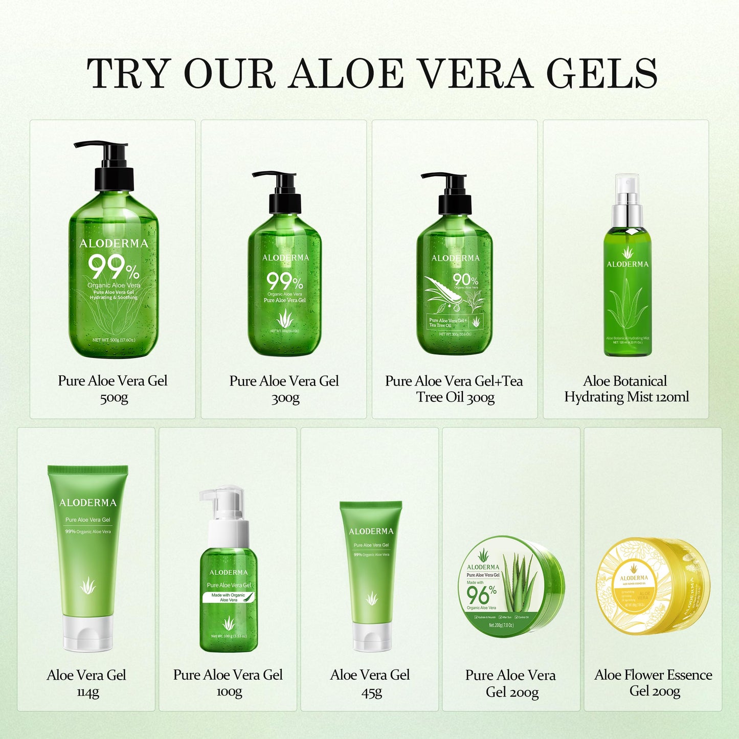 All Purpose Pure Aloe Vera Gels Set - 3 Pieces - 300g Aloe Vera Gel and 114g Aloe Vera Gel x 2pcs