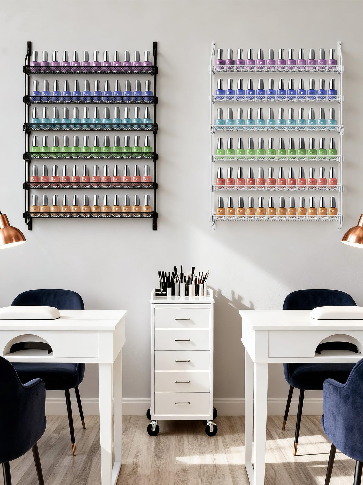 GIGIFTREE Nail Polish Organizer Wall Mounted, 6 Tier Metal Storage Rack Holds 90 Bottles, Multifunctional Organizer for Essential Oils Paint Perfume, Black