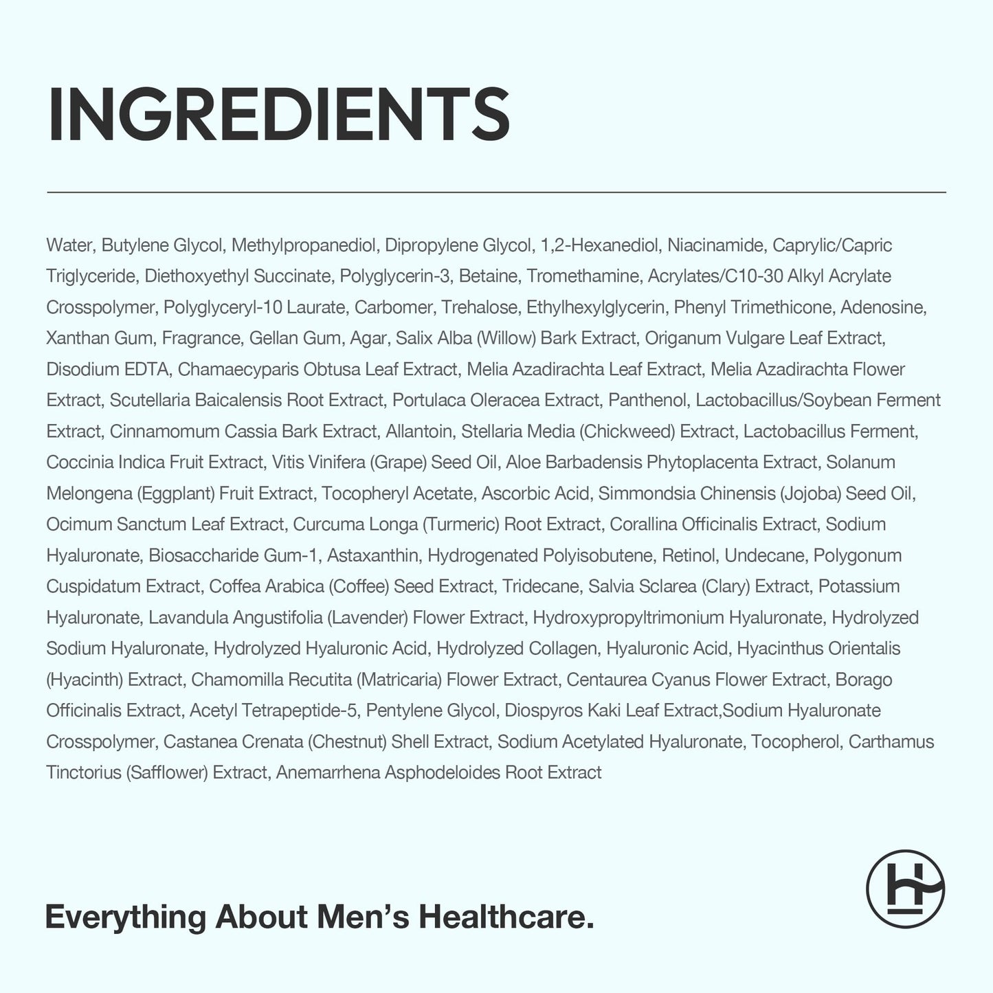 LAB BY He is_ Men's Face Moisturizer Gel - Korean All-in-One Skin Care with Hyaluronic Acid & Niacinamide, Hydrating Serum, 24H Oil Control & Pore Minimizing for Oily Skin, 3.71 fl oz