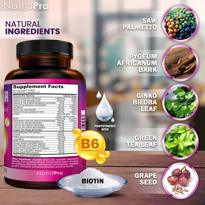 Hair Growth Vitamins for Women - Hair Vitamins for Thinning Hair for Women .Regrow & Regrowth Hair Supplement with Dht Blocker,Biotin & Saw Palmetto for Women.Volumize,Thicker,Longer Hair.