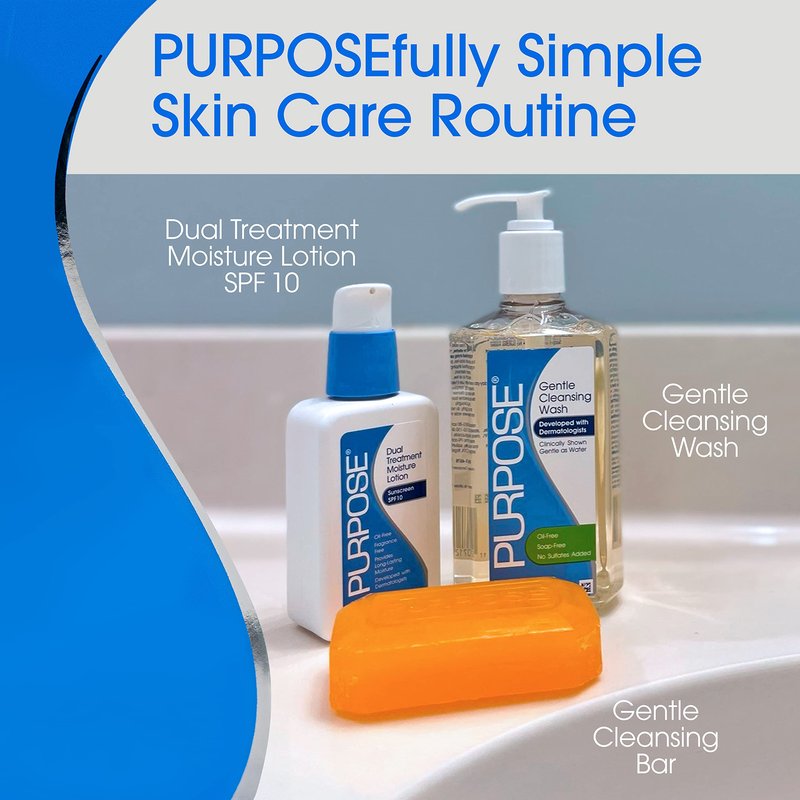 PURPOSE Gentle Cleansing Bar, Developed with Dermatologists, For All Skin Types, For Sensitive & Dry Skin, Oil-free, Hypoallergenic, Sulfate-Free, 6 oz Bar (Pack of 6)