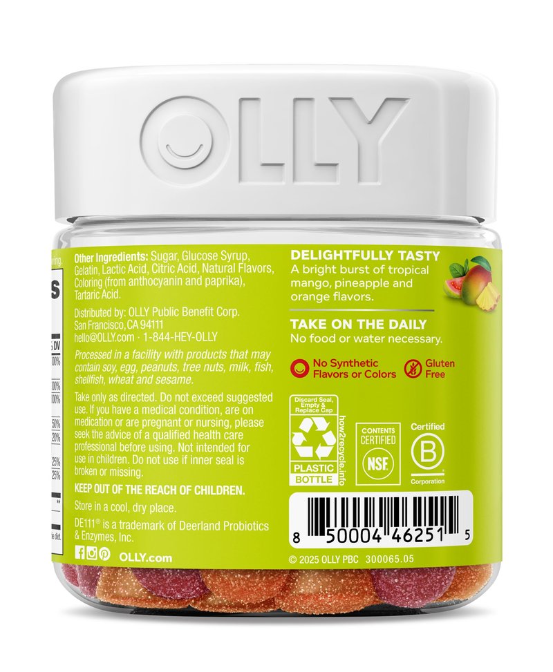 OLLY Multi + Probiotic Adult Multivitamin Gummy, Digestive and Immune System Support,* Chewable Supplement, Tropical Flavored, 35 Day Supply - 70 Count