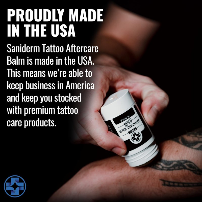 Saniderm Original Tattoo Aftercare Balm - Large (2.2 oz) – Petroleum-Free, Fragrance-Free Natural Tattoo Moisturizer Made with Hydrating Shea Butter – Heals New Tattoos, Rejuvenates Old Tattoos