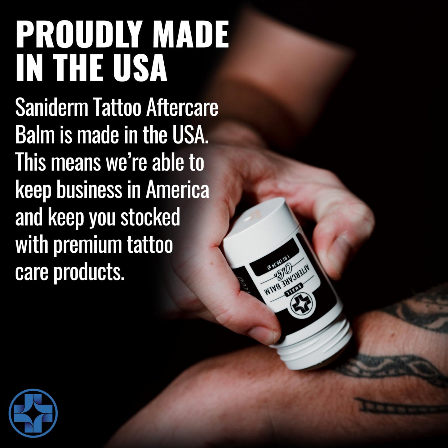 Saniderm Original Tattoo Aftercare Balm - Large (2.2 oz) – Petroleum-Free, Fragrance-Free Natural Tattoo Moisturizer Made with Hydrating Shea Butter – Heals New Tattoos, Rejuvenates Old Tattoos