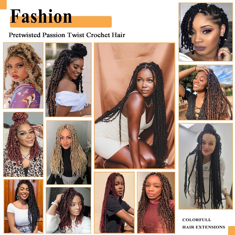Passion Twist Hair - 18 Inch Ombre Blonde Pre-Twisted Crochet Hair for Black Women | 7 Packs 27/613
