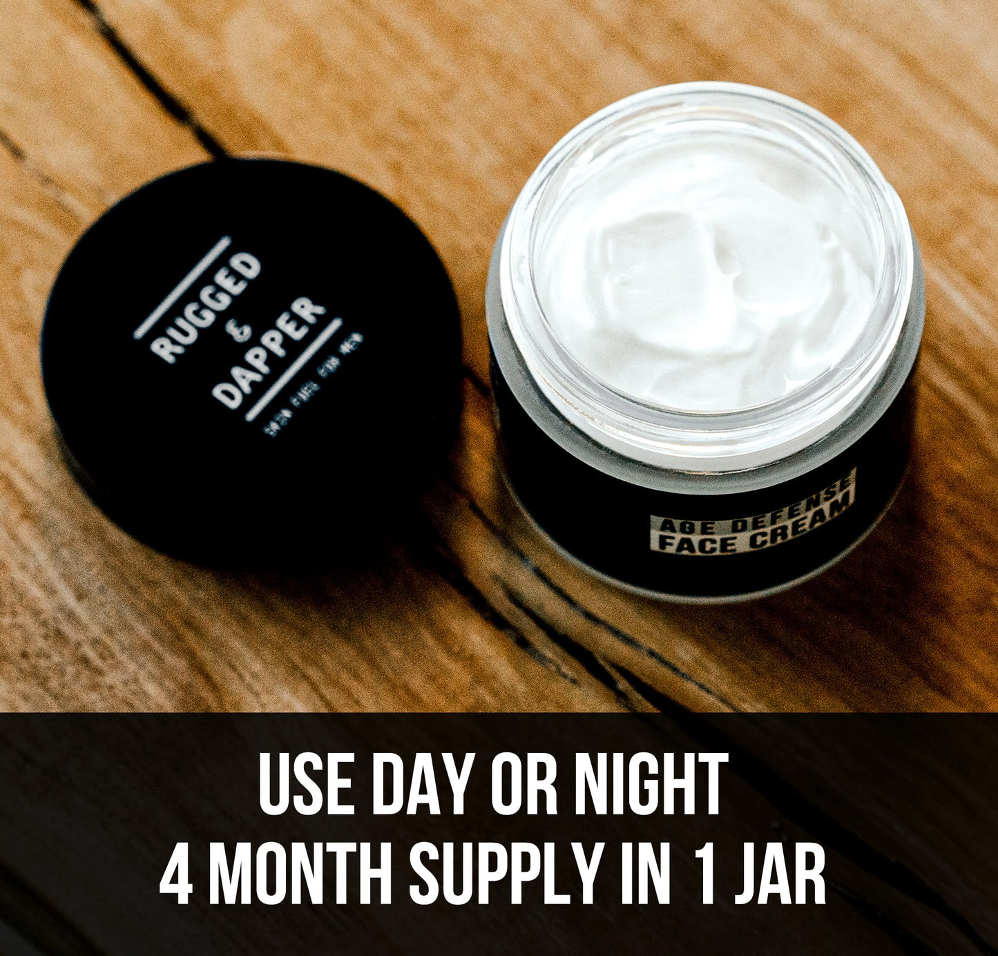 RUGGED & DAPPER - Mens Face Cream with Hyaluronic Acid - Ultra-Hydrating Mens Anti Aging Face Cream- 24 Hour Protection - 4 Month Supply