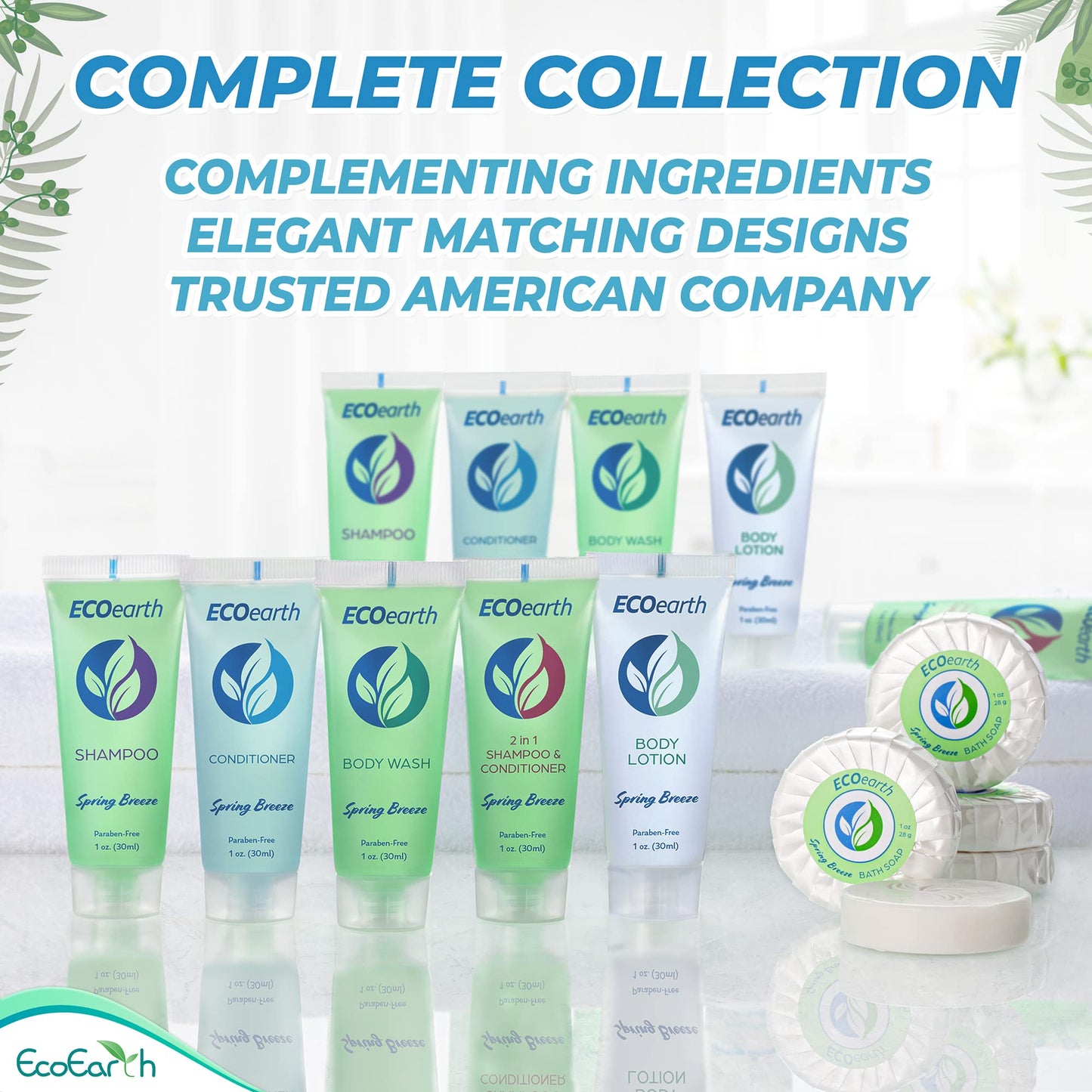 EcoEarth - Travel Size Conditioner - 1 fl oz, 100 PK, Spring Breeze - Delight Your Guests with Revitalizing and Refreshing Hotel Conditioner - Small Size Travel Amenities - Hotel Toiletries in Bulk