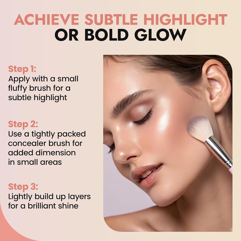 Organic Highlighter Makeup Powder - Talc-Free Vegan Shimmer for Face, Body & Collarbone | Lightweight Diamond Dust Finish
